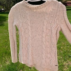 Hollister Cable Knit Sweater - White and Multicolored - XS